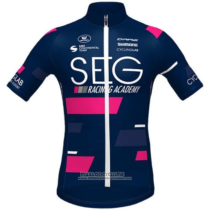 2021 Maillot Cyclisme SEG Racing Academy Fonce Bleu Fuchsia Manches Courtes et Cuissard